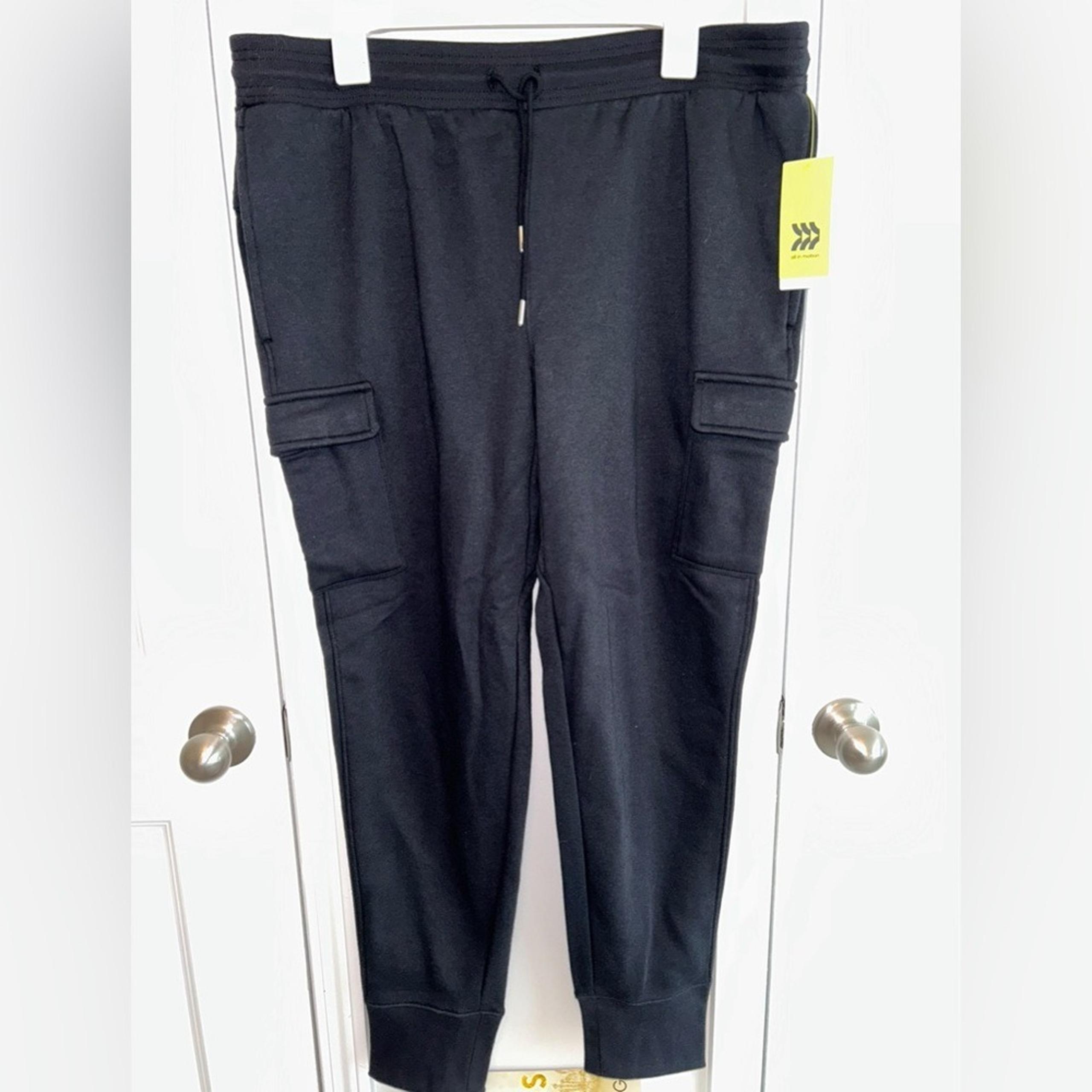 NWT all in motion black CARGO men's sweatpants drawstring Joggers size large
