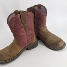 Ariat Fat baby heritage trio Pink and Brown Western Boots 6b