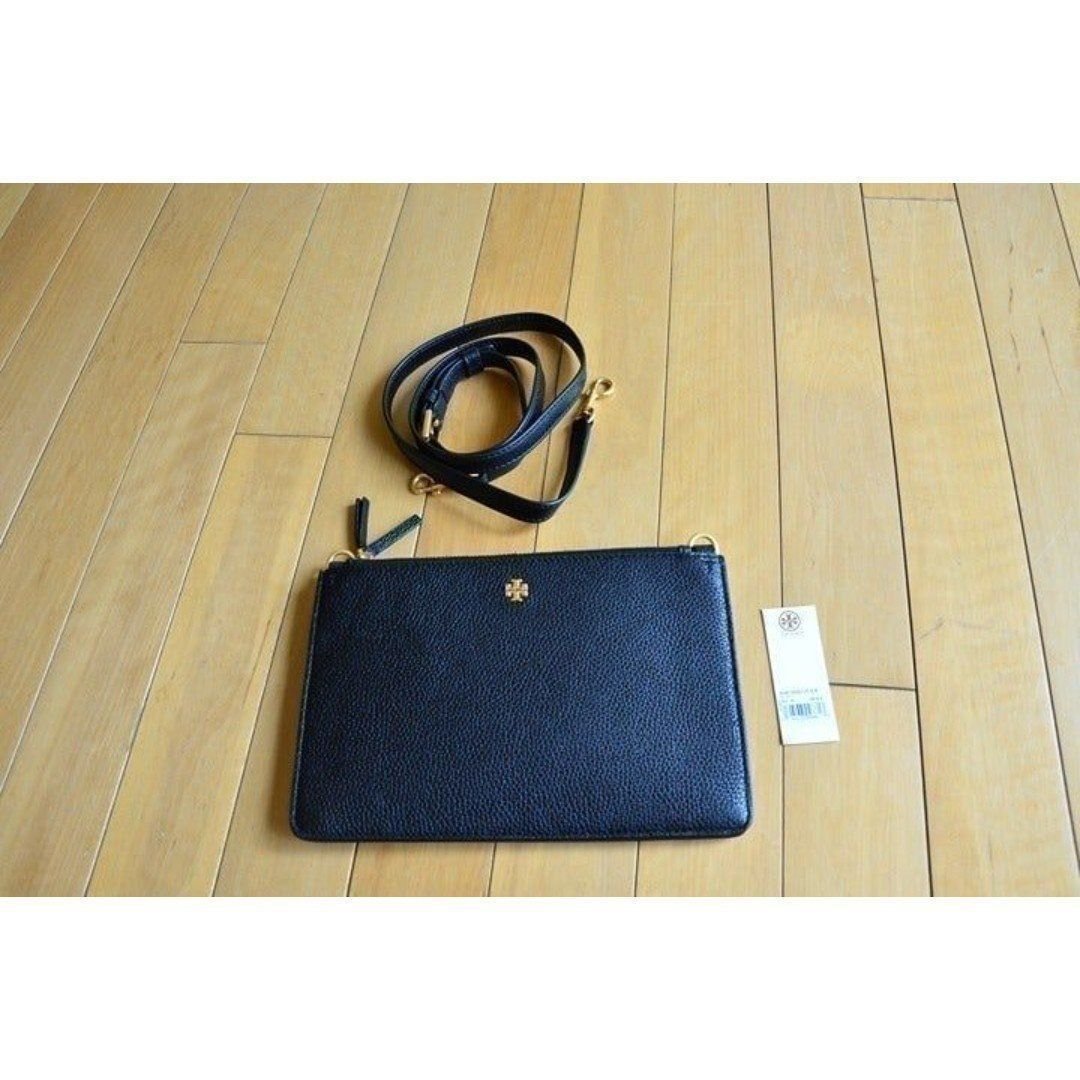 Tory Burch Blake Pebble Leather Double Zip Slim Crossbody Shoulder Bag