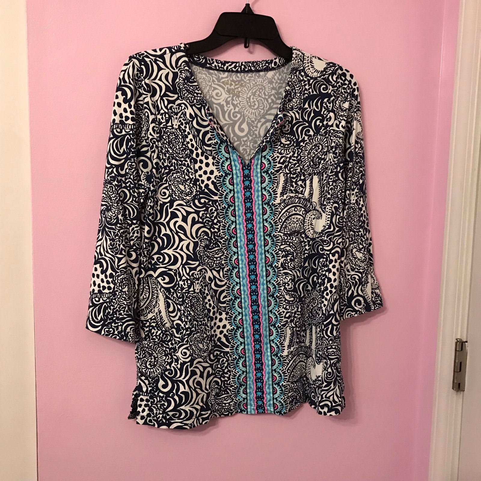 Lilly Pulitzer Karina UPF 50+ High Tide Navy Purrfect Chilly Lilly size small