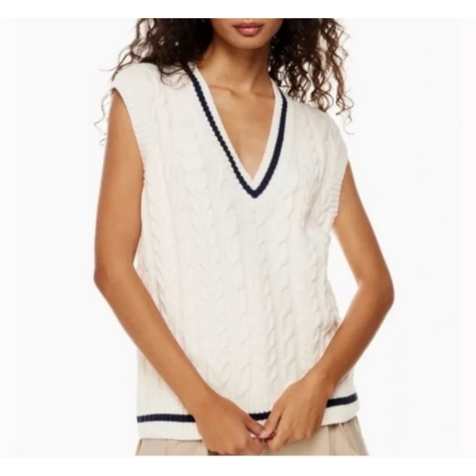 Sunday Best Winston Sweater Vest Cable Neck Relaxed Fit Tennis Country Club XS