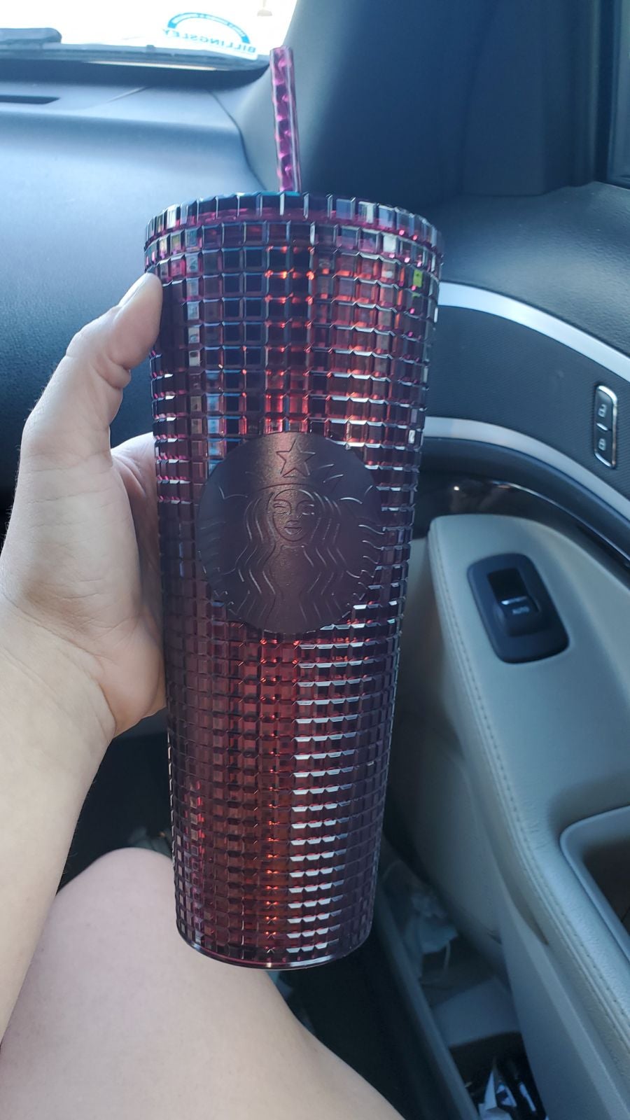 Starbucks holiday 2020 Burgundy Grid