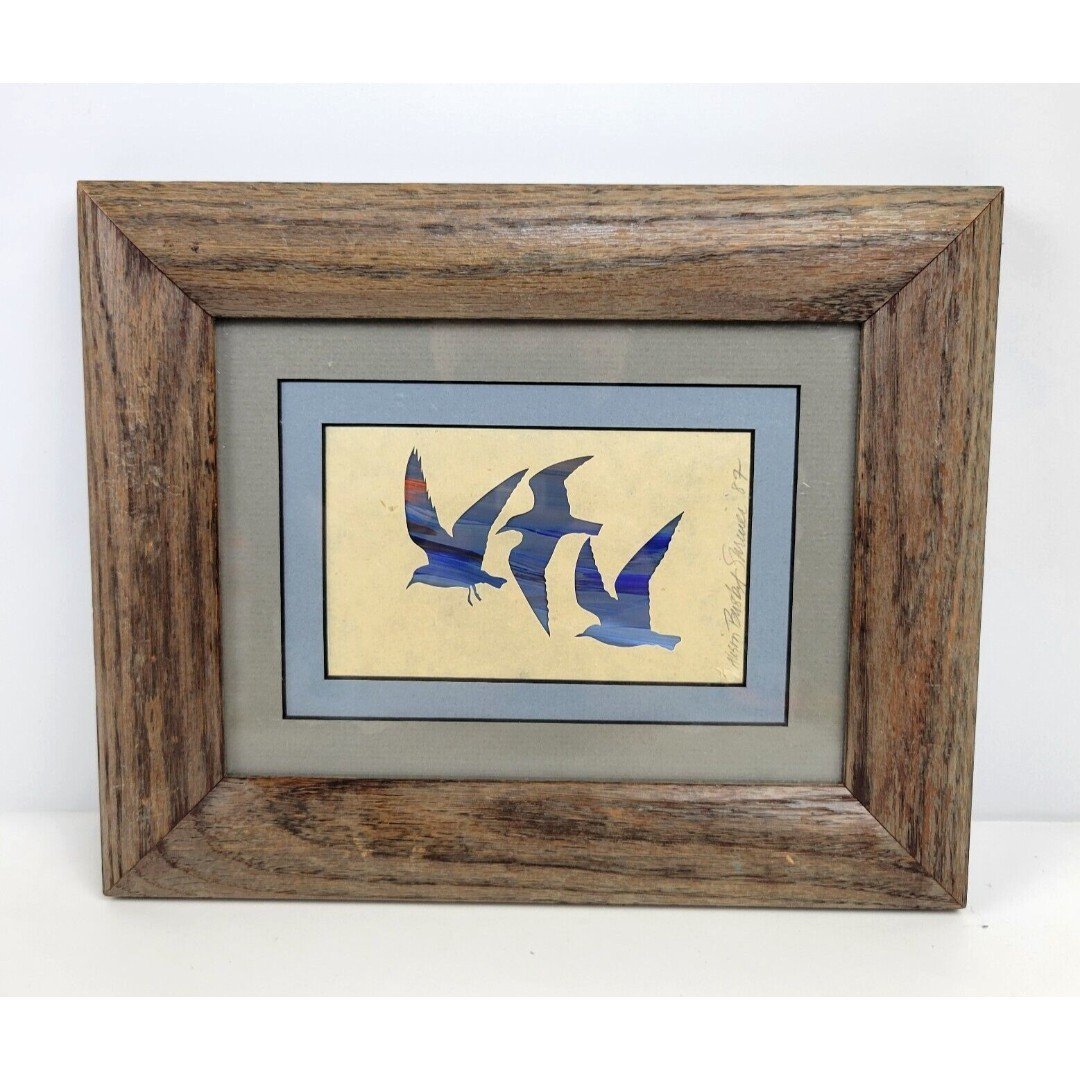 Alison Shriver Designs Seagull Bird Silhouette Paper Cutting Art Signed 1987