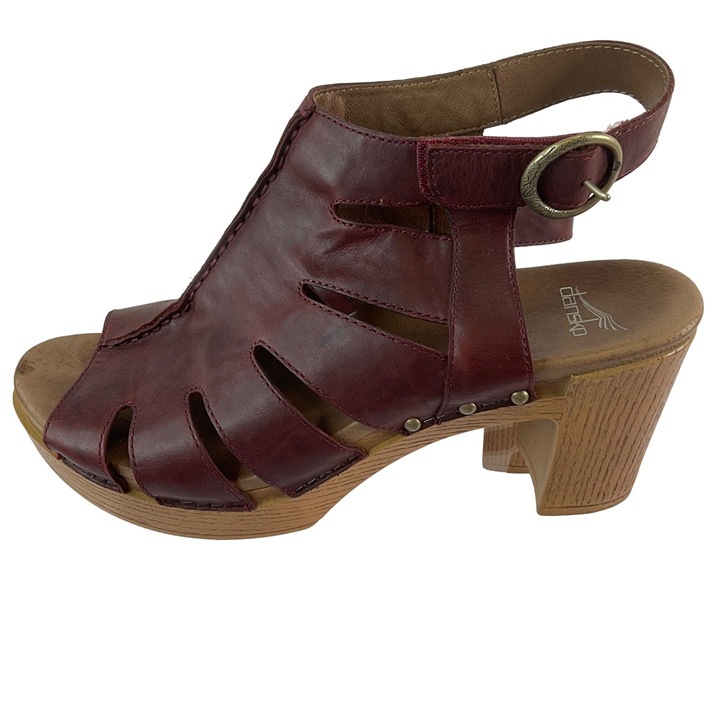 Dansko Shoes Womens Sz EU 41 US 10-10.5 Red Sandal Demetra Leather Platform Bloc