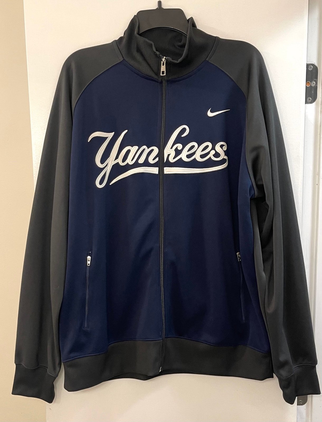 NikeMLB Genuine New York Yankees Full Zip Jacket Mens XL Embroider Blue Gray