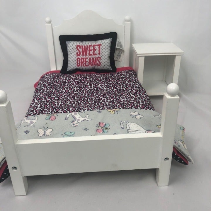 Doll bed playset for 18 doll like American Girl incl bed nightstand & bedding