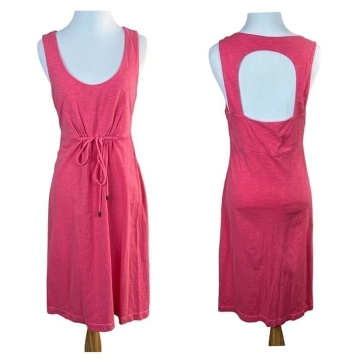 Tommy Bahama Dress Women Small Pink Scoop Neck Sleeveless Drawstring Knee Length