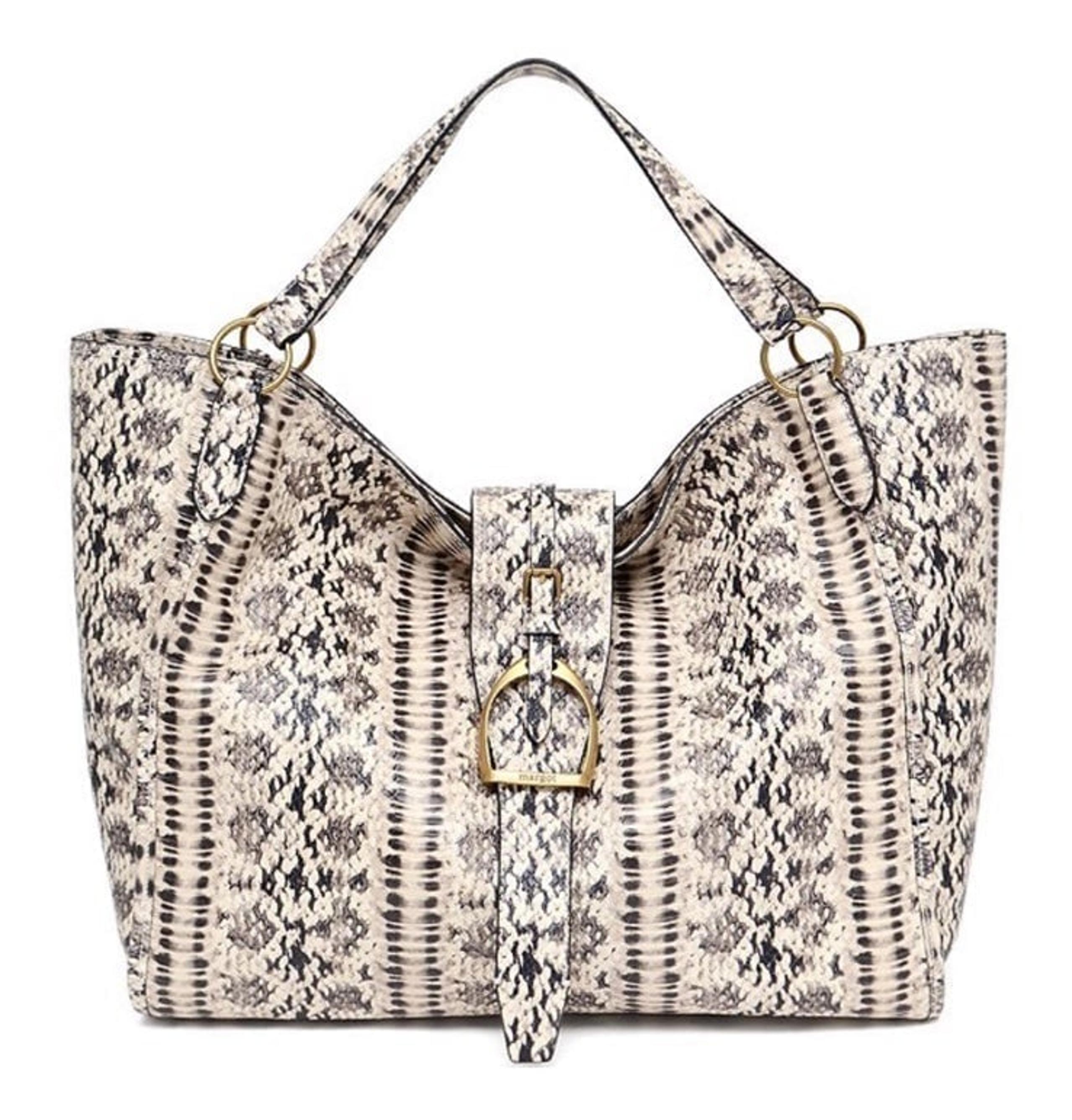 Margot Adele Oversized Python Embossed Leather Tote Bag