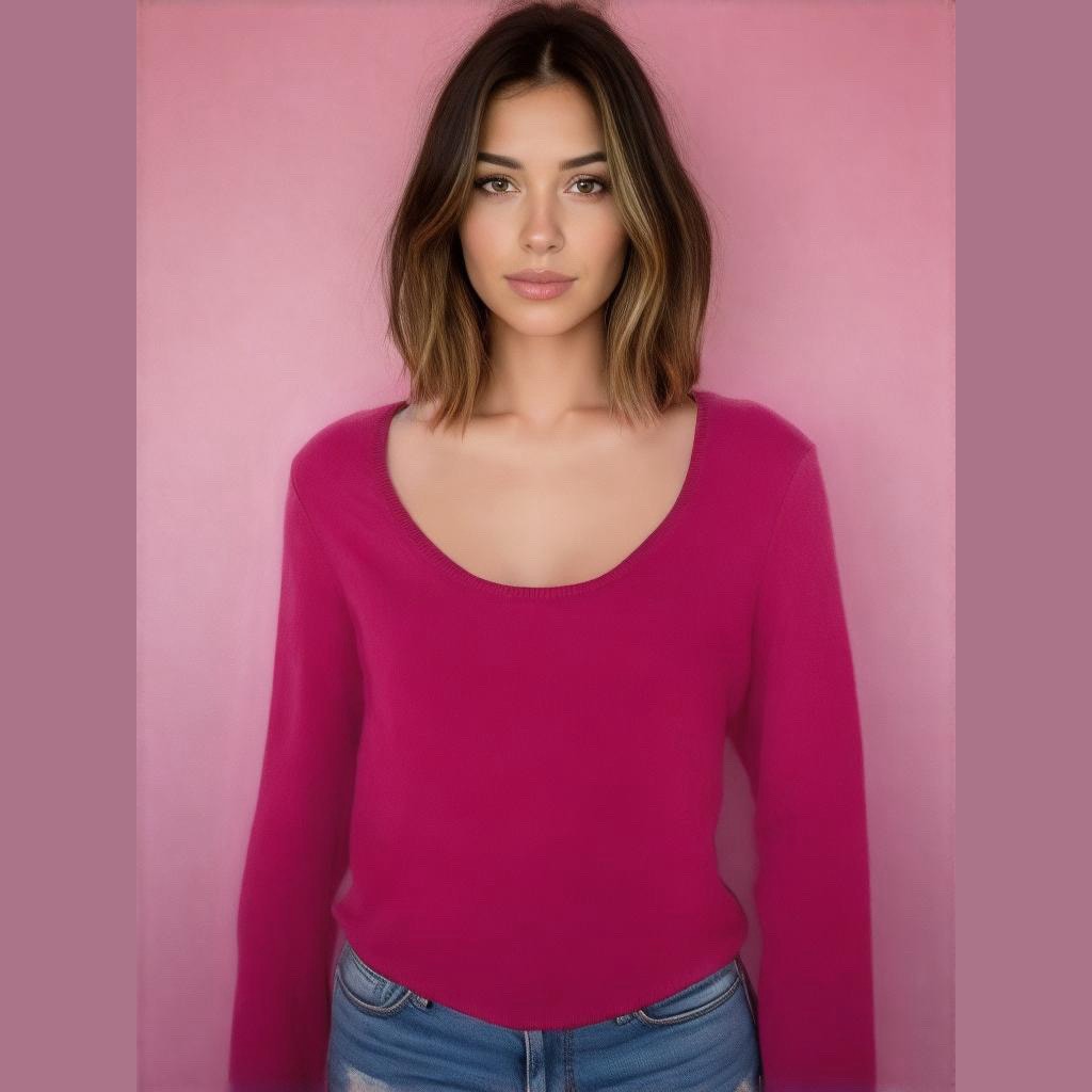 Saks Fifth Avenue Pink Cashmere Scoop Neck Long Sleeve Pullover Sweater M