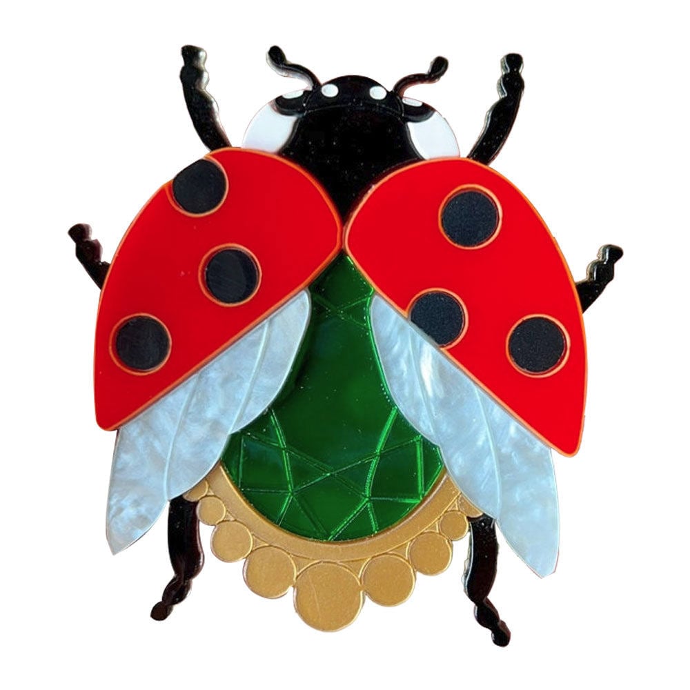Victorian Age Inspired Insect Jewels Statement Acrylic Brooch - Ladybug by Mako