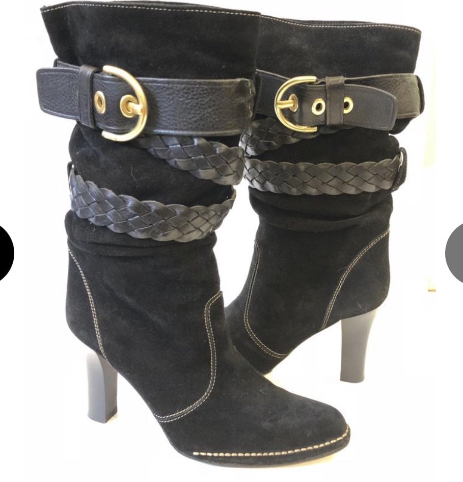Coach Randie Black Suede/Leather Boots Size 6.5