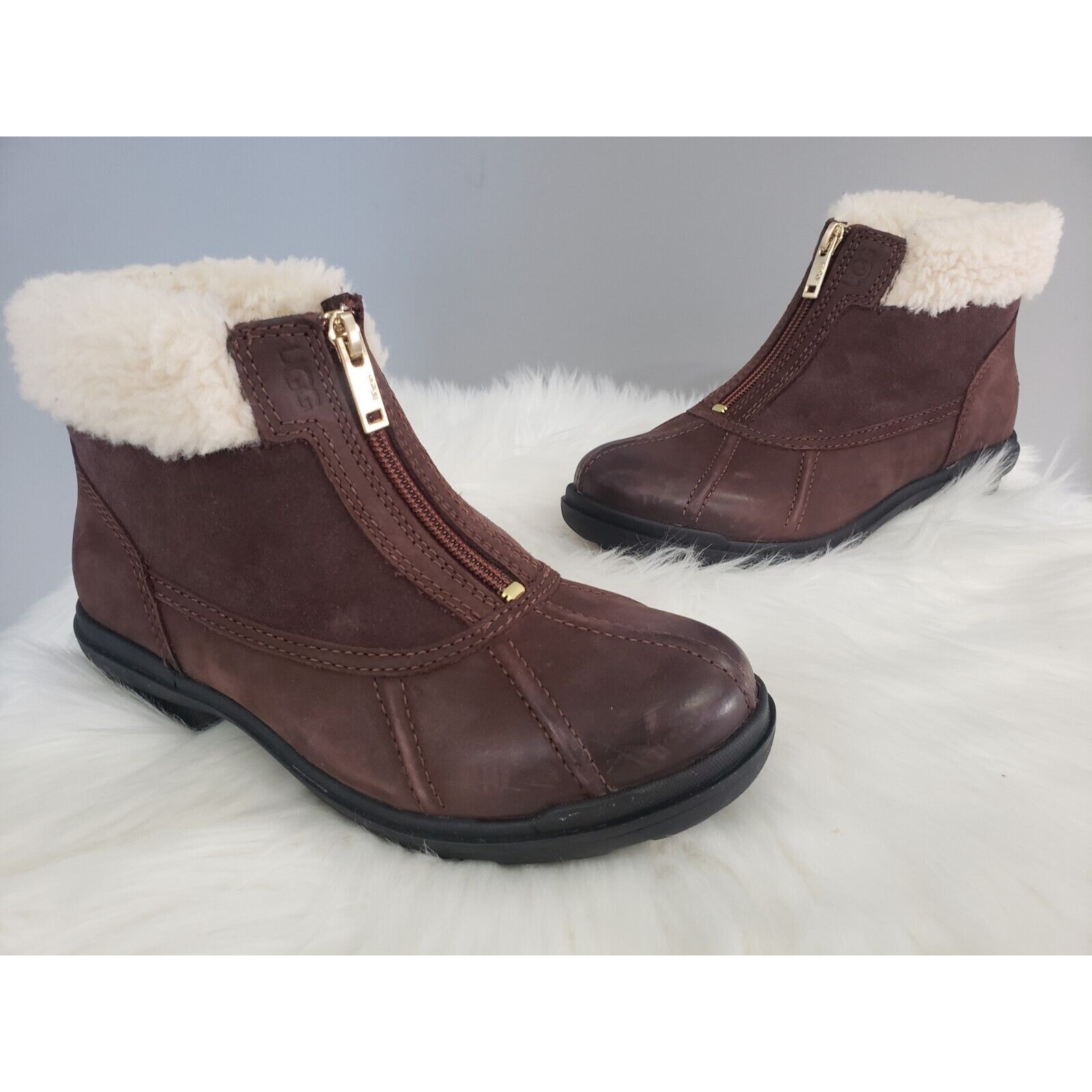 NEW UGG Hapsburg Zip Waterproof Cold Weather Duck Boots Size 5.5 Brown 1130443
