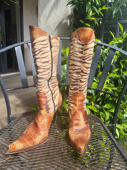 Gianmarco Lorenzi Leather and Snake Skin Stilettos