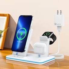 3 in 1 Wireless Charging Station, 18W Qi Certified Fast Wireless Charger Stand.