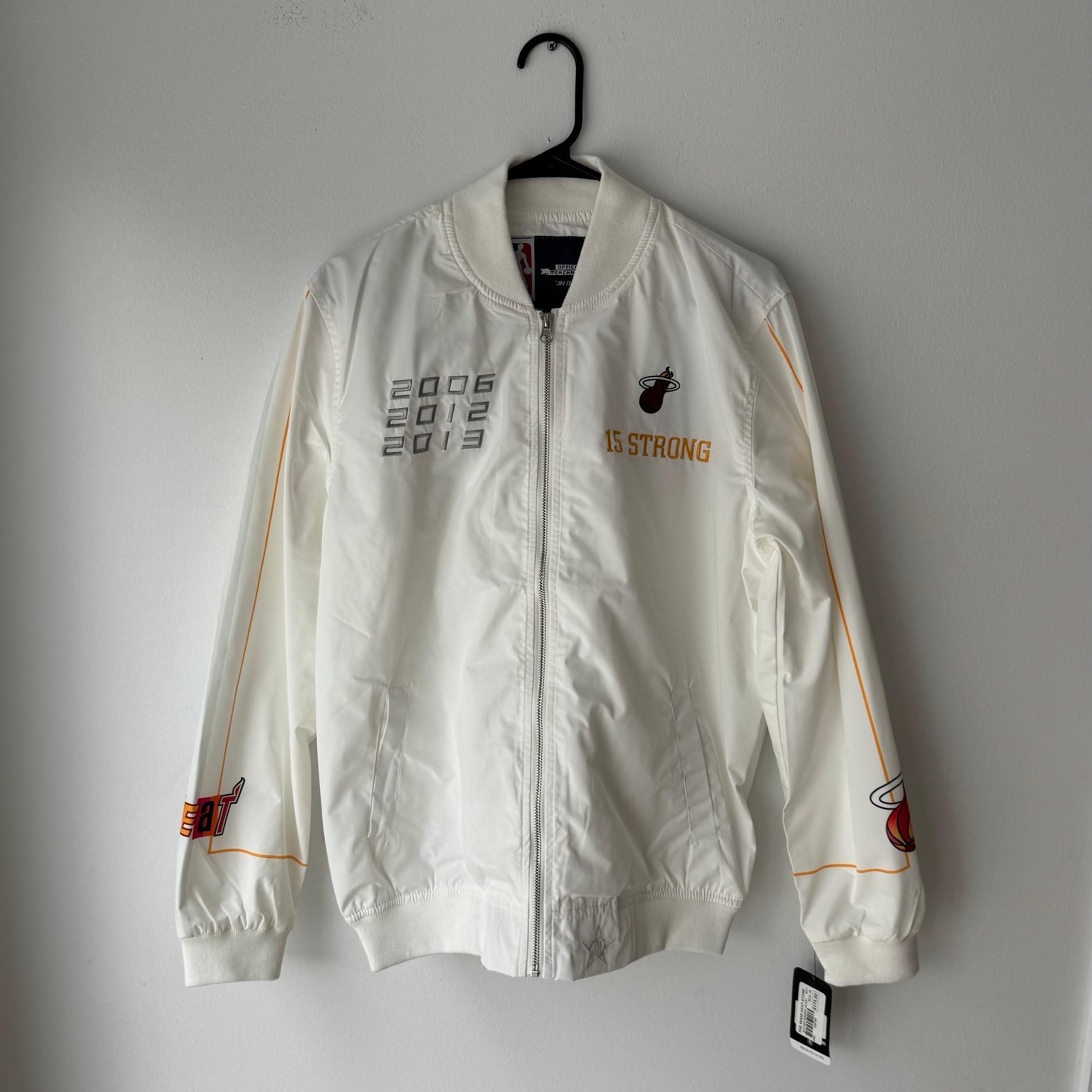 Miami Heat JH Design White Mixtape Full-Zip Bomber Jacket (128769) - Sz: M