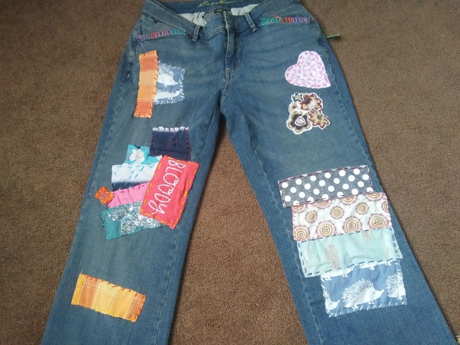 Custom Patch Jeans Boho Style