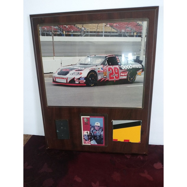 Kevin Harvick Autographed Piece Of Tire And Car Plaque Goodwrench #29 2002