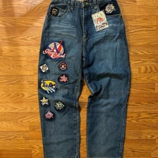 Vintage Raw Blue MLB patchwork denim