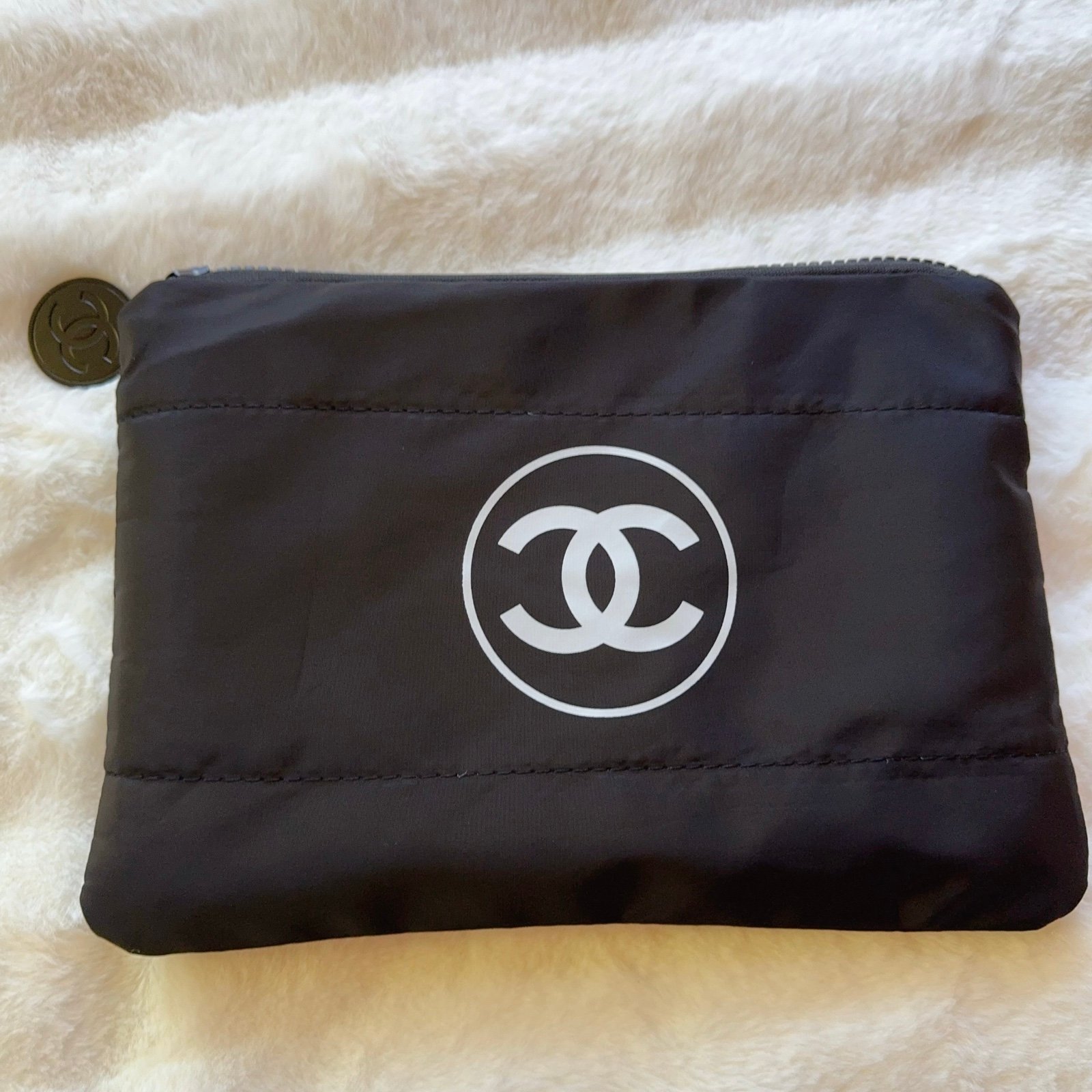 Chanel Novelty Clutch Bag Square L Size Pouch Black