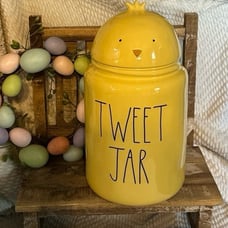 Rae Dunn Extra Large yellow Tweet Jar