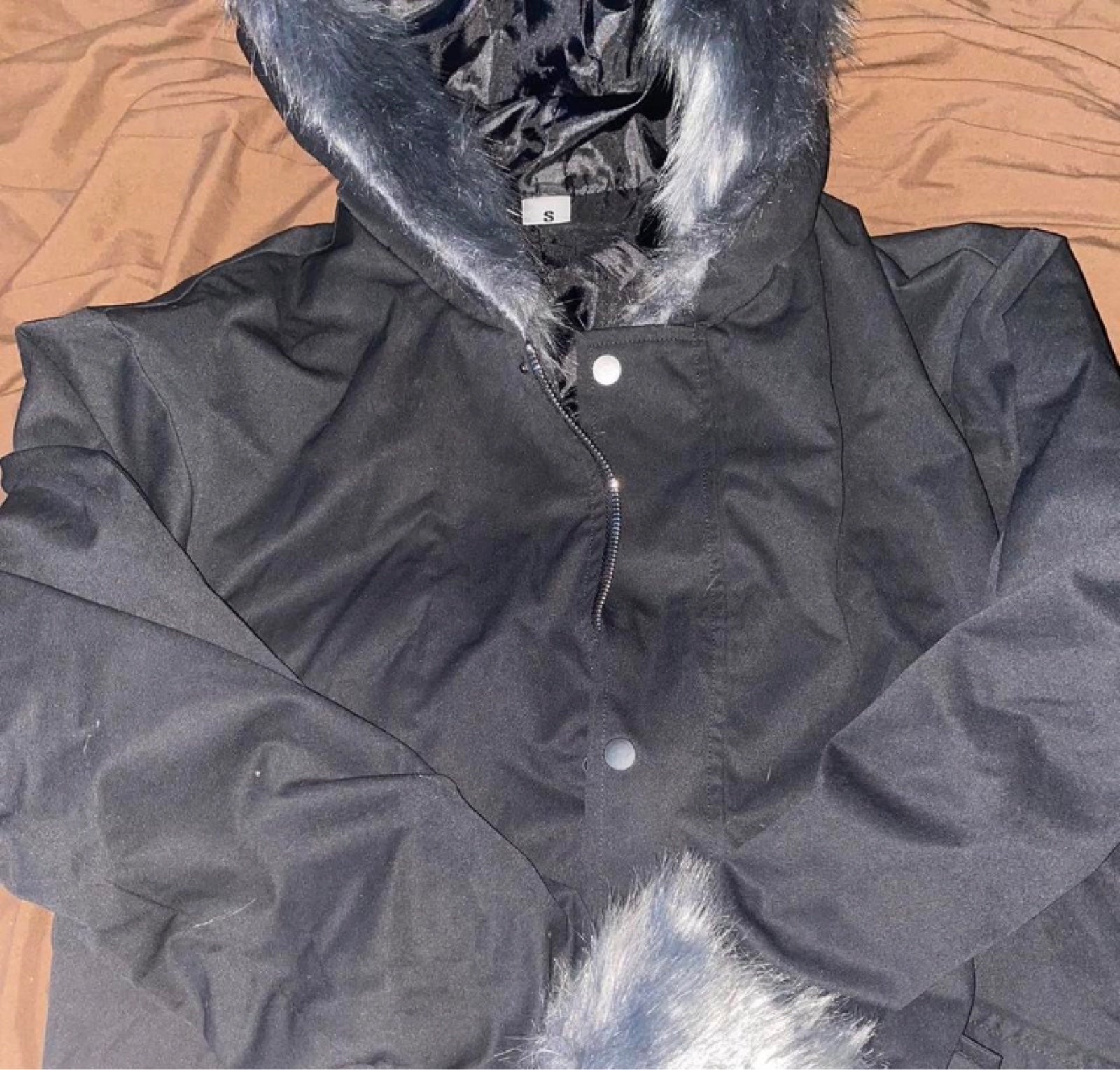 super cute y2k long fur lined coat