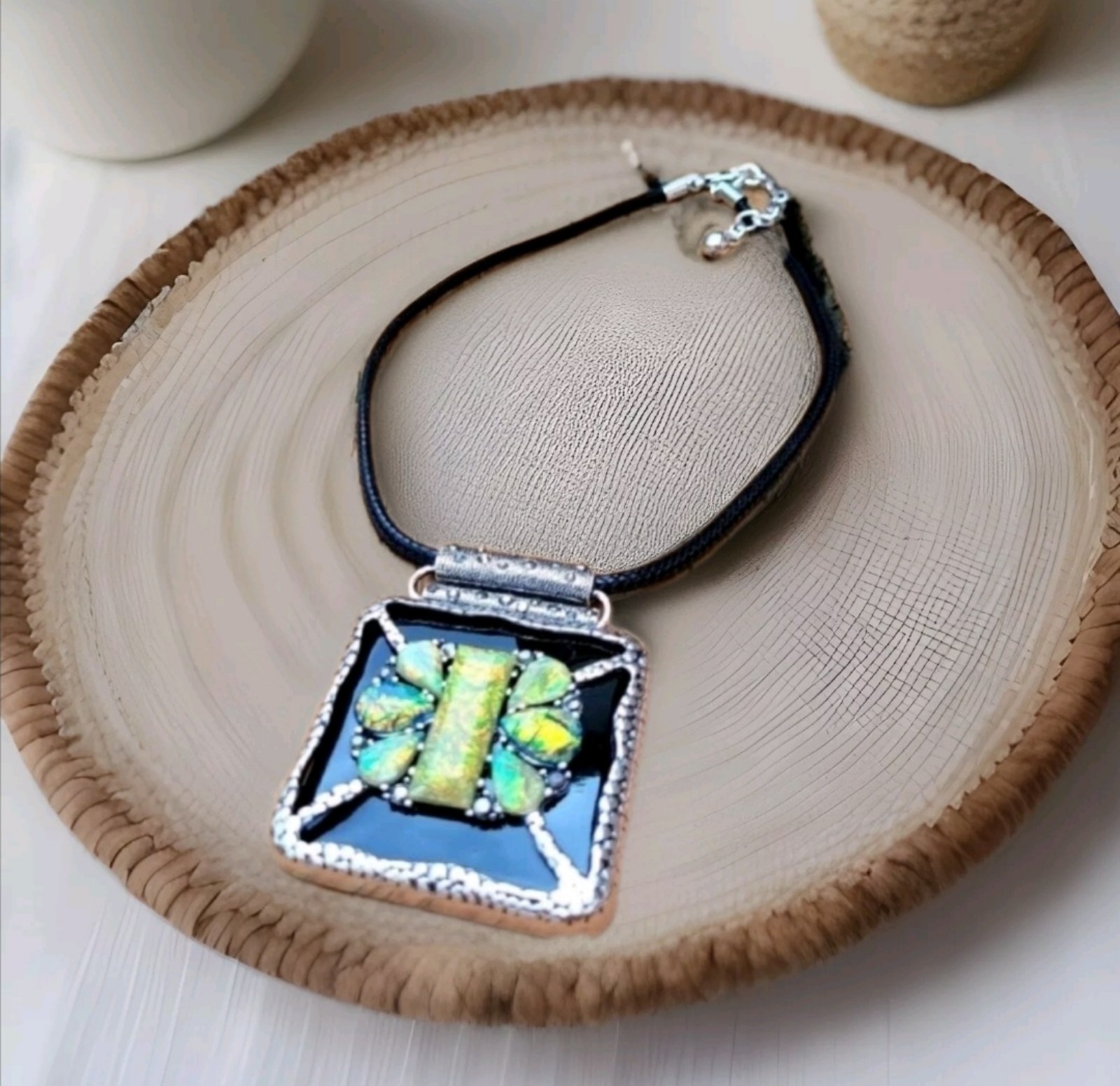 Natural Alcyone Gemstone Pendant Boho Runway Statement Necklace
