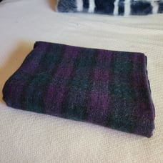 Vintage blue and purple plaid Woolrich wool blanket
