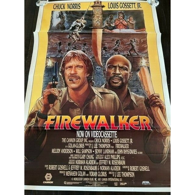 Movie Theater Cinema Poster vtg Lobby Card 1987 Firewalker Chuck Norris Gossett