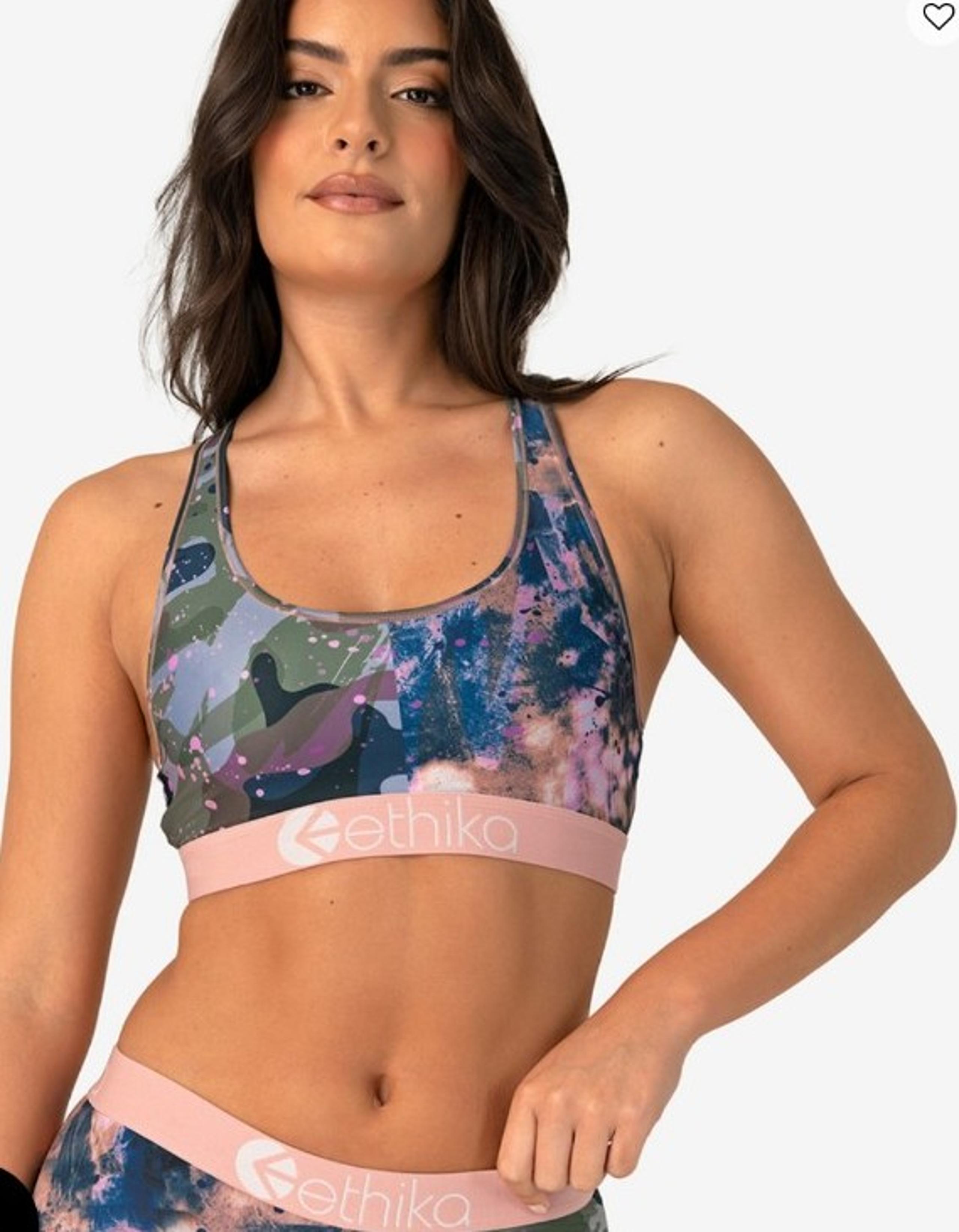 ETHIKA Upcycled Camo Womens Sports Bra Athletic Yoga XS New With Tags