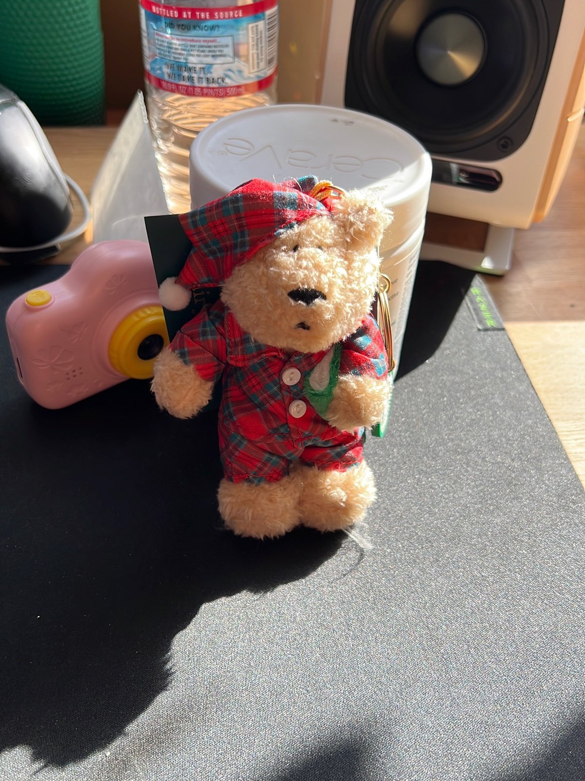 Starbucks 2022 Christmas Classic gird red green pajama bear keychain