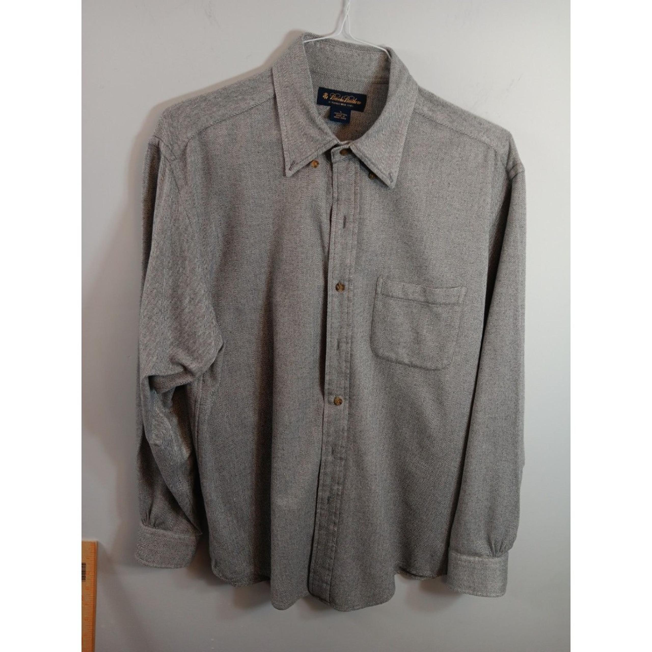Brooks Brothers Men’s L Button Down Shirt Gray Cotton Size Large