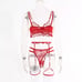 Red Heart Garter Lingerie Set