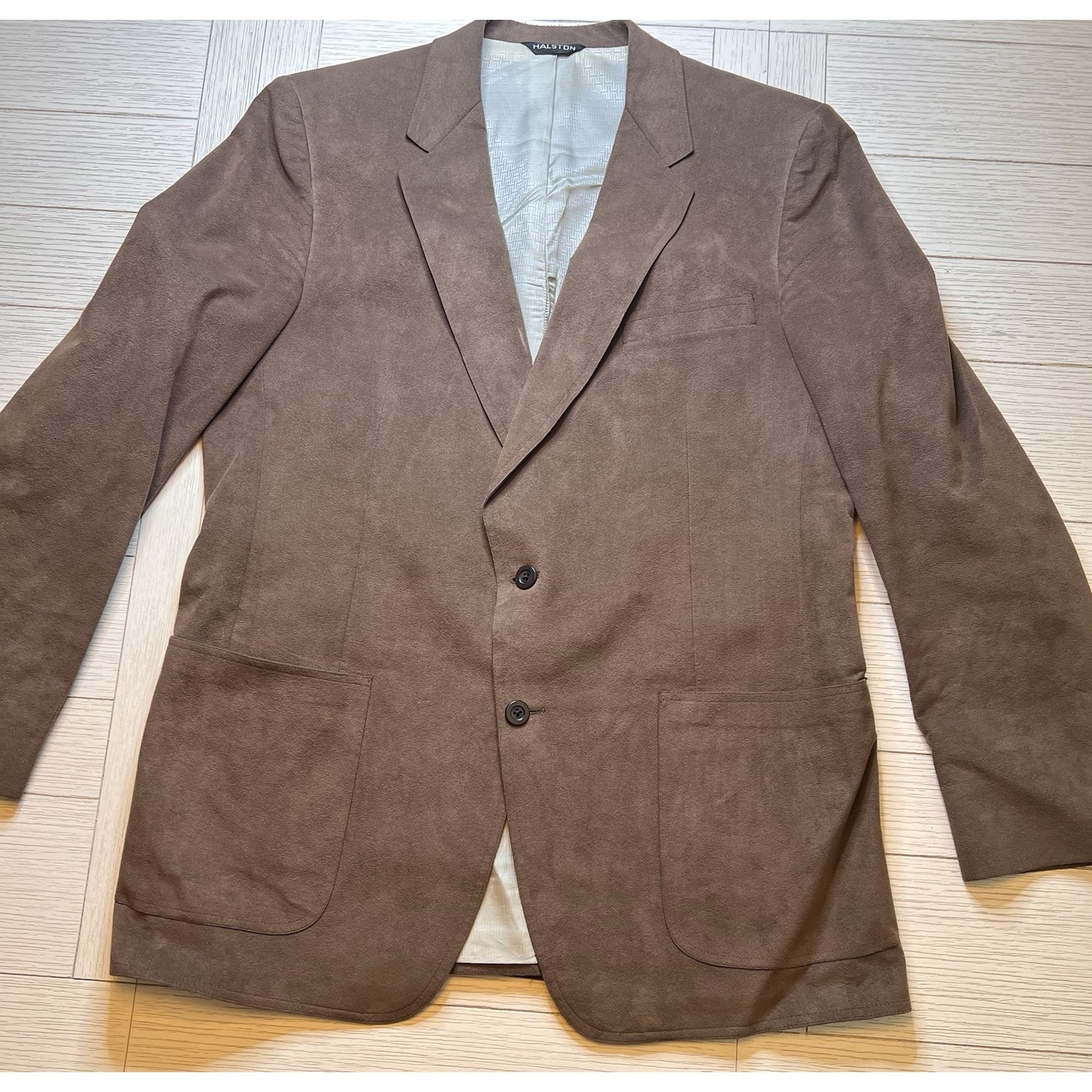 Halston Men's Vintage Lined Suede Blazer, Sport Coat. Brown, 2 Button. Sz 44R