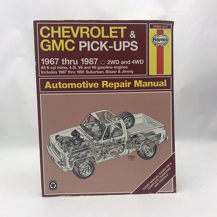 Haynes Chevrolet & GMC Pick-Ups 1967-1987 Automotive Repair Manual Blazer, Jimmy