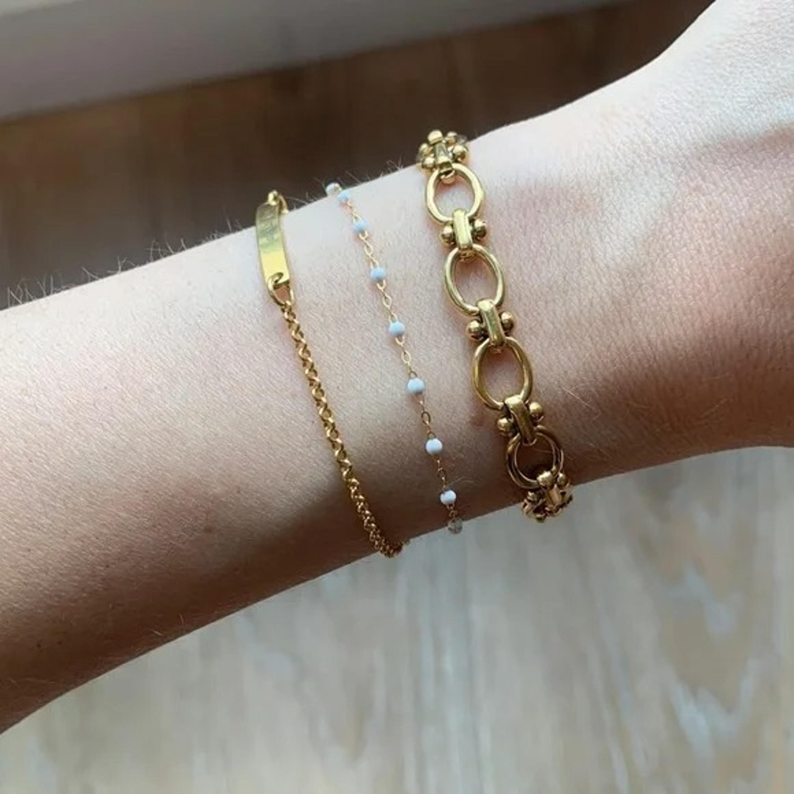NWOT gold anthropologie chunky chain link bracelet stainless steel