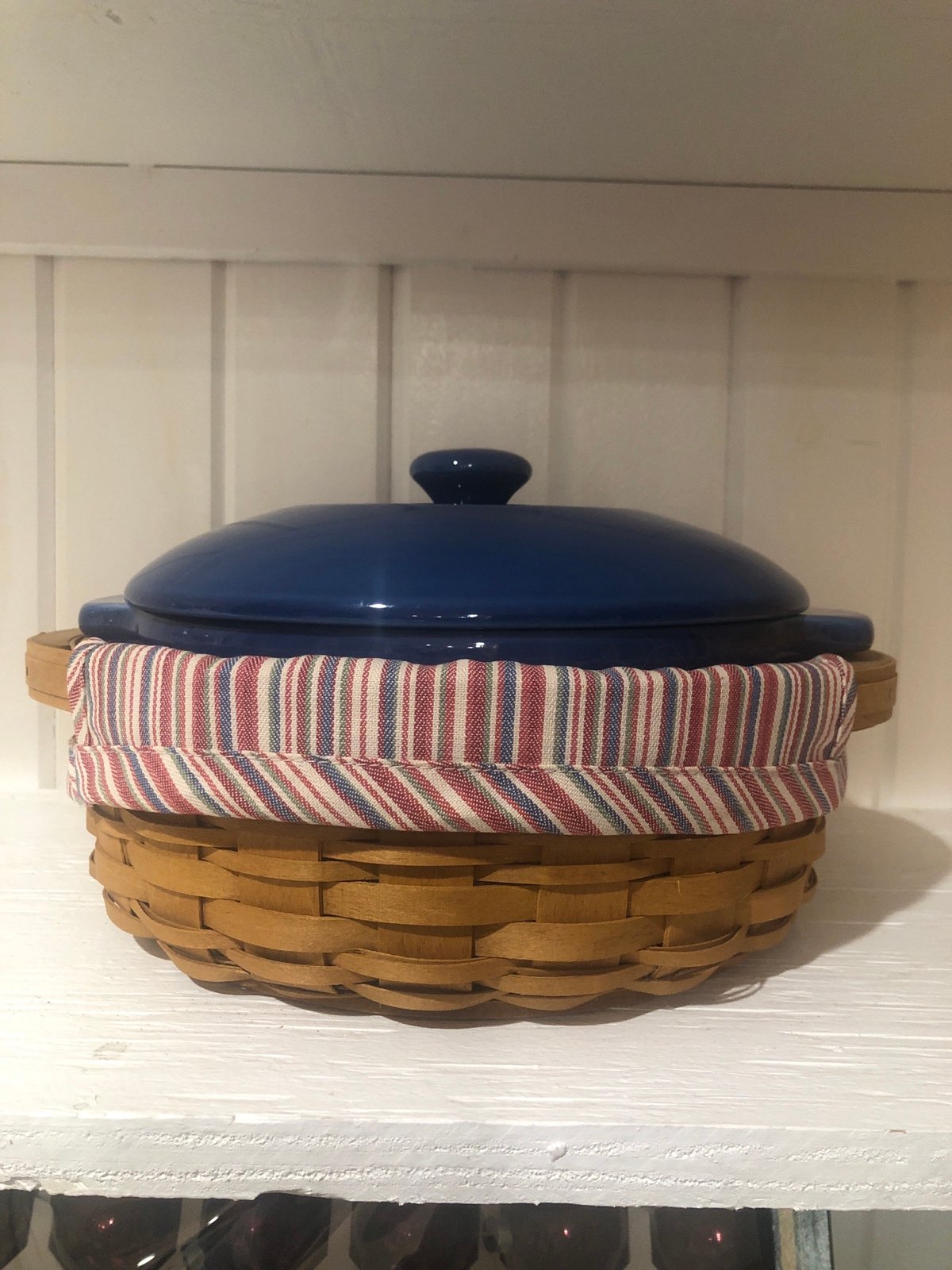 longerberger lidded casserole and basket