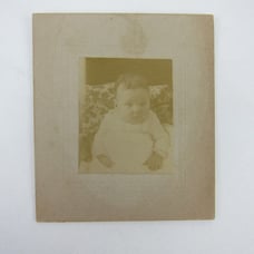 Antique Carte De Visite CDV Baby Photo in White & Floral Sepia Child Photograph