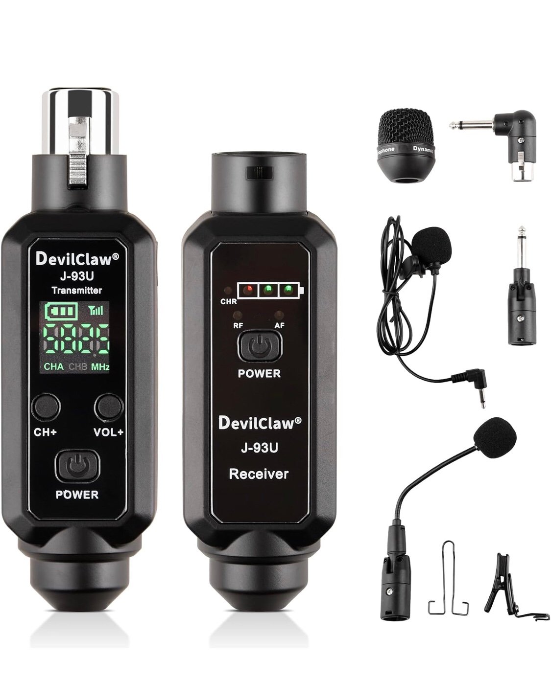 Multifunctional UHF Wireless XLR Adapter System Transmitter Receiver Mic Guitar