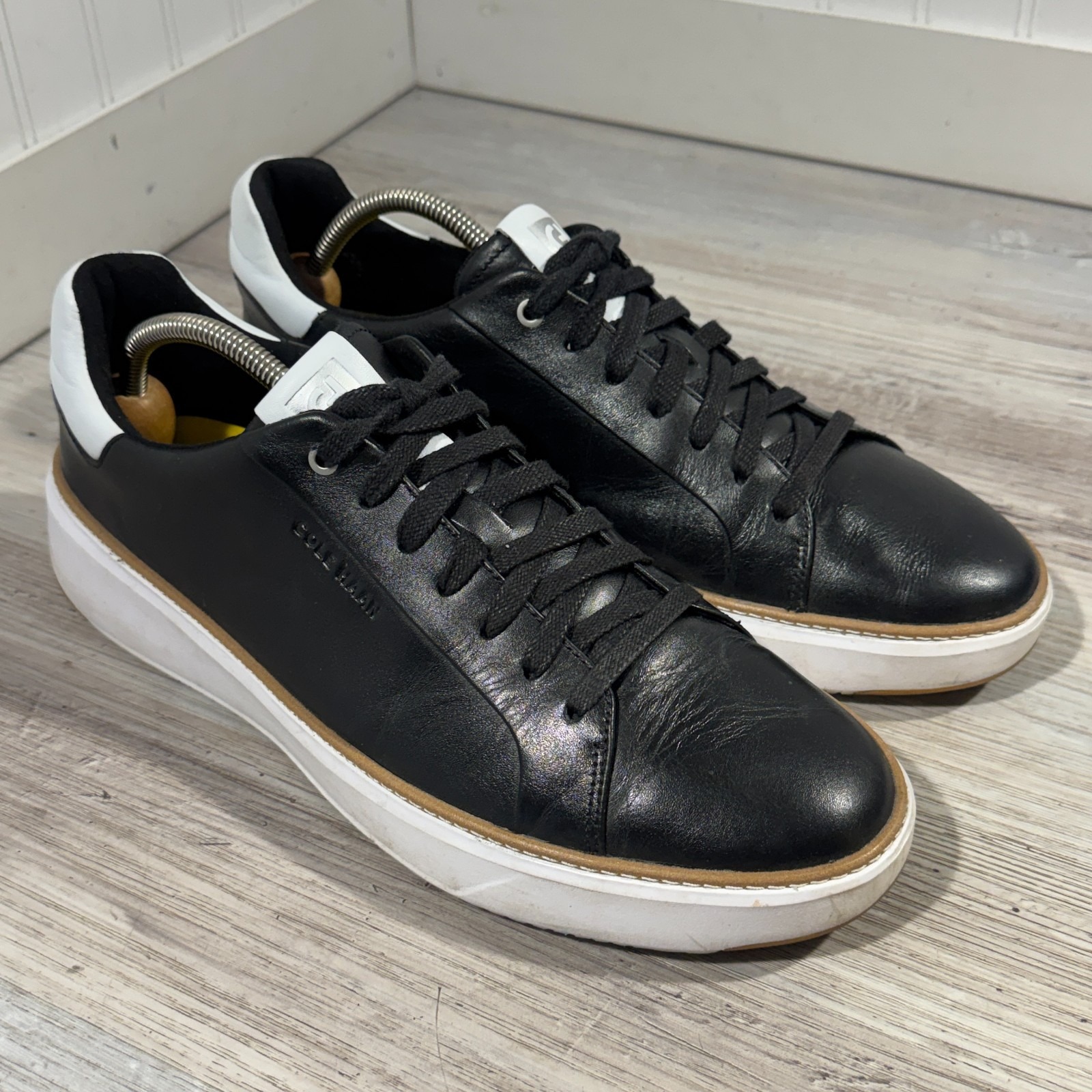 Mens Cole Haan Grand Pro Topspin Black Leather Casual Shoes Sneakers Size 11.5 M