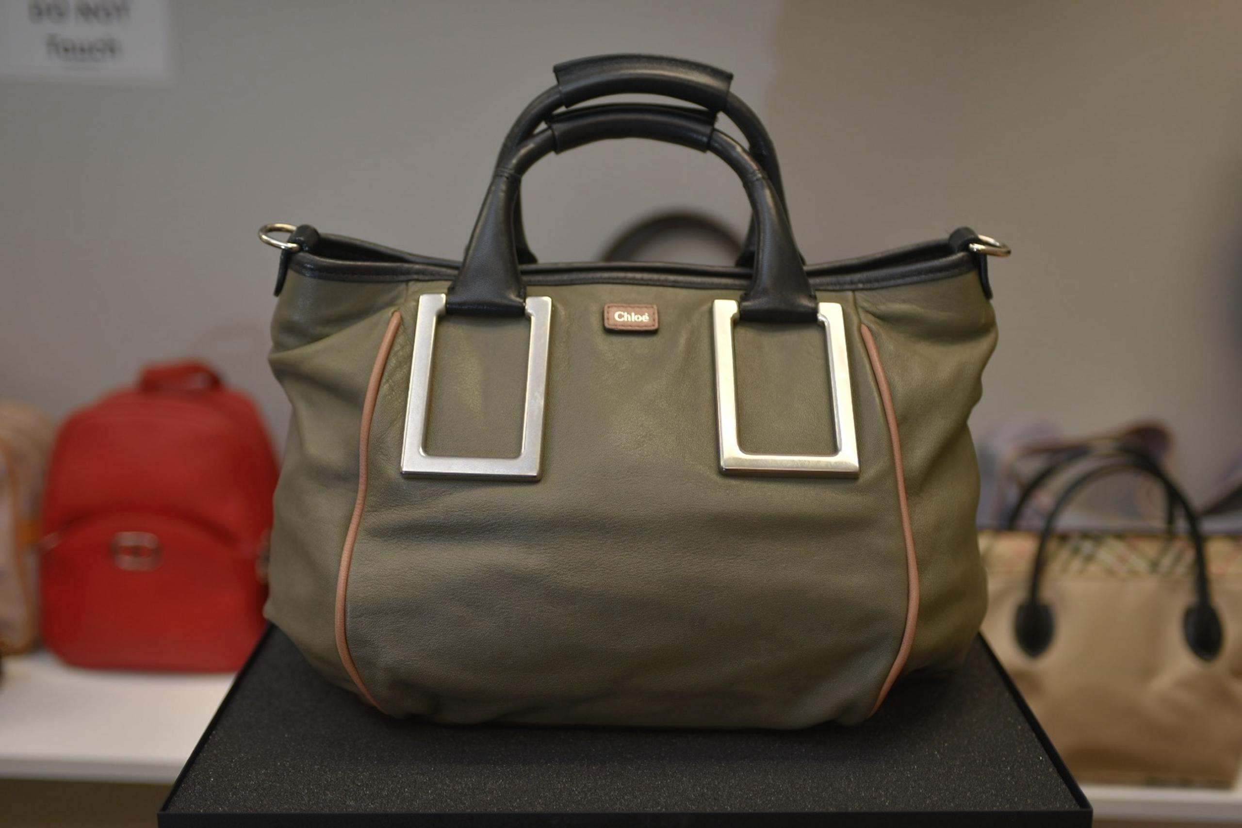 SOLD Chloe Vintage Ethel 2Way Shoulder Hand Bag Leather Khaki Green