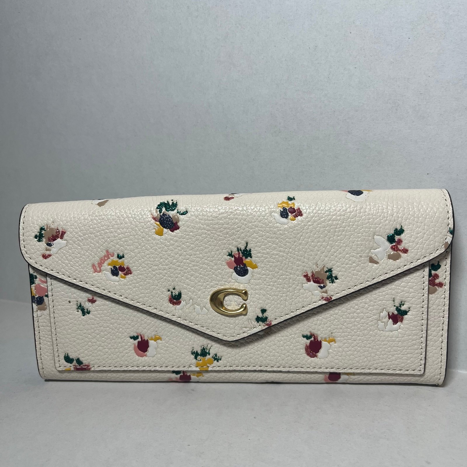 COACH Wyn Soft Wallet W Paint Dab Floral Print, Leather