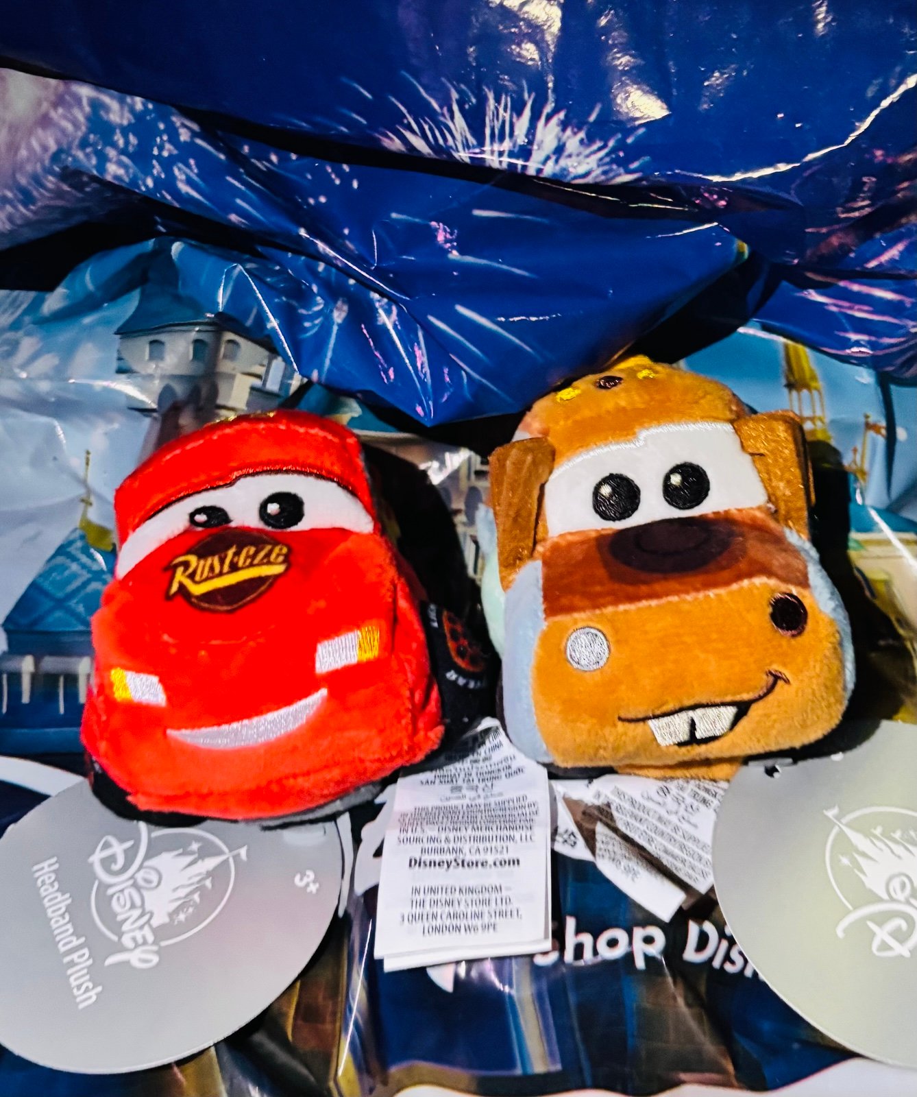 HTF Lightning Mcqueen and Tow Mater Attachable Ears Set
