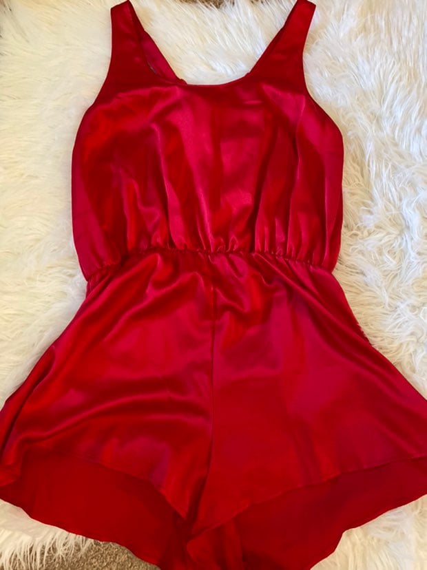 Victoria's Secret Red Satin Romper
