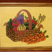 VEGETABLE BASKET - VINTAGE CREWEL NEEDLEPOINT PICTURE FRAMED FINISHED HAND MADE