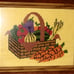 VEGETABLE BASKET - VINTAGE CREWEL NEEDLEPOINT PICTURE FRAMED FINISHED HAND MADE