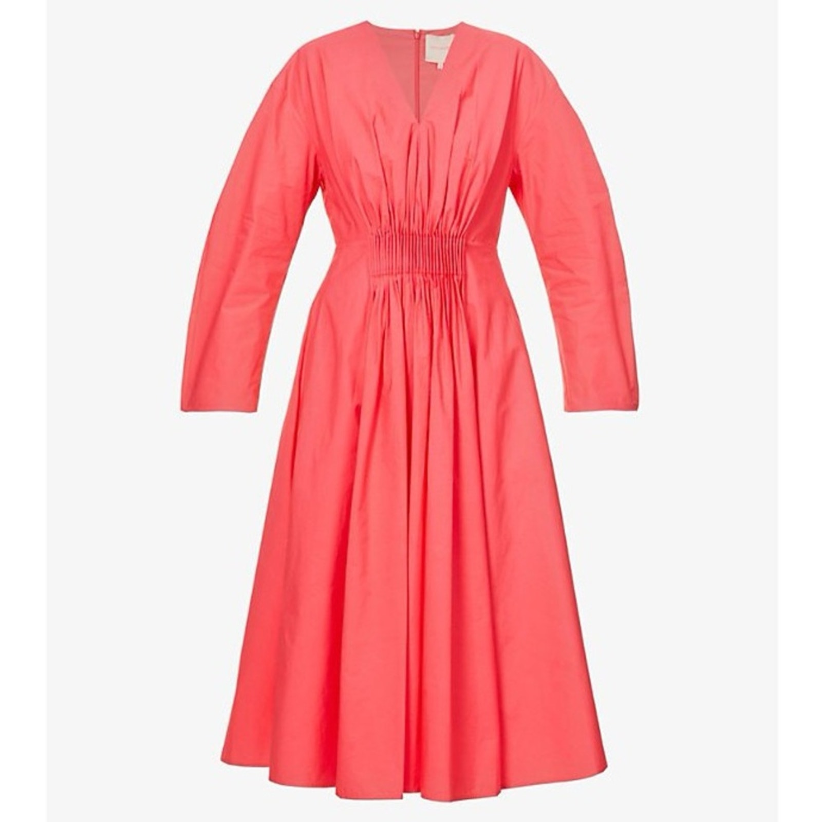ROKSANDA Savannah V-Neck Cotton-Poplin Midi Dress