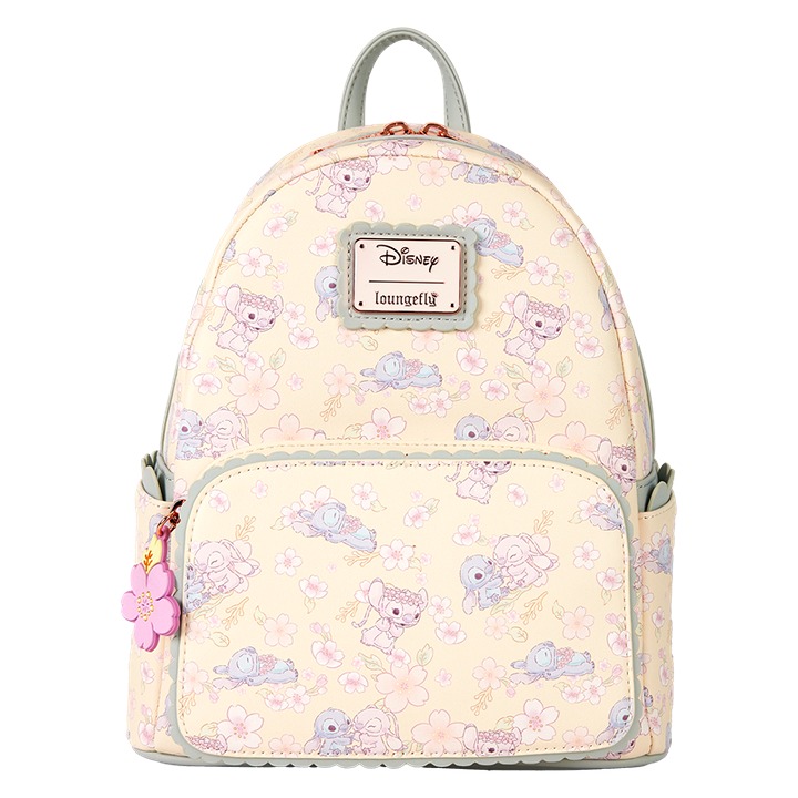 Loungefly Disney Stitch & Angel Cherry Blossom All-Over Print Mini Backpack