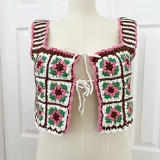 Maeve Womens Multicolor Granny Square Crochet Floral Tank Vest One Size NWT