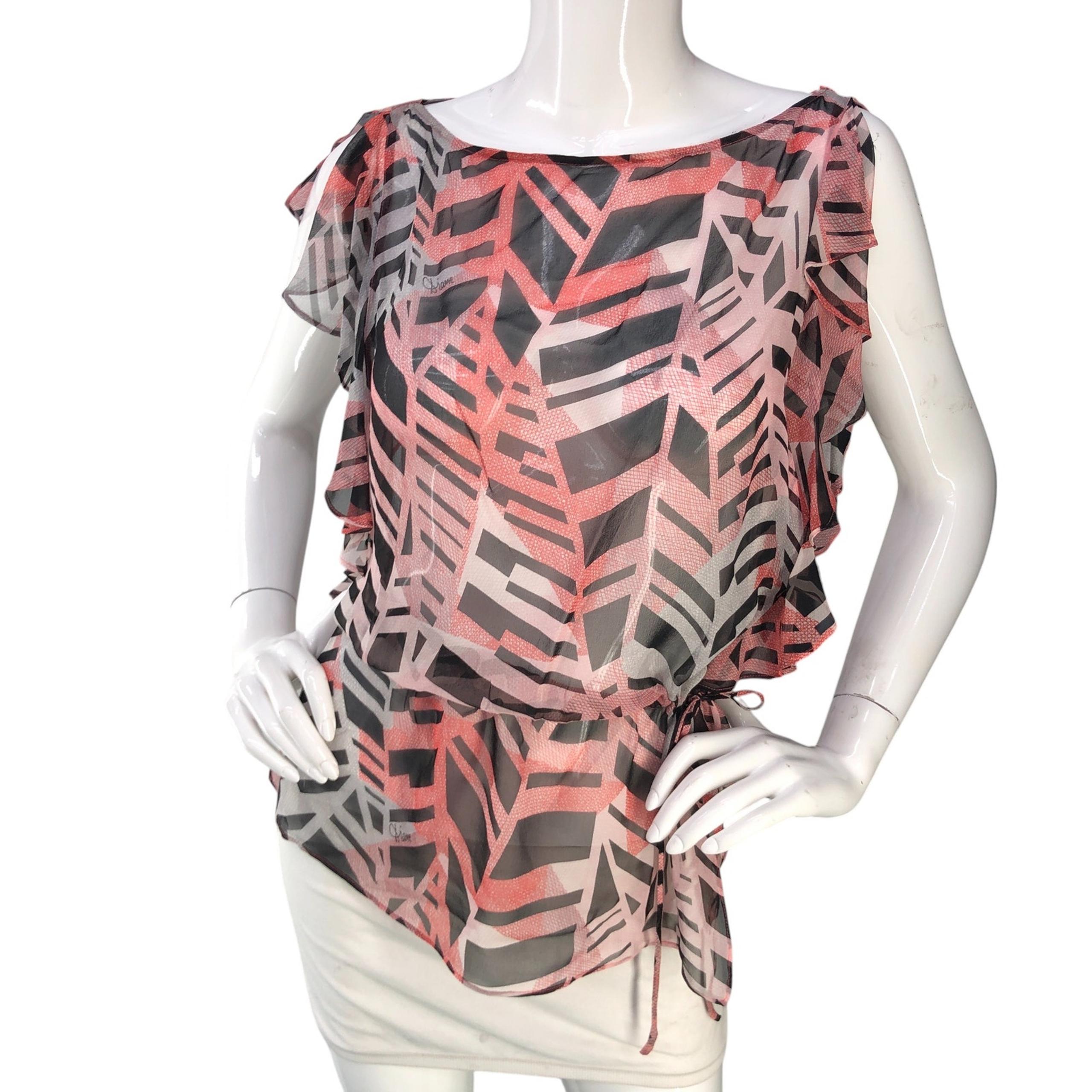 Diane Von Furstenberg DVF Womens Size 6 Top Sheer Drawstring Waist *NO CAMI