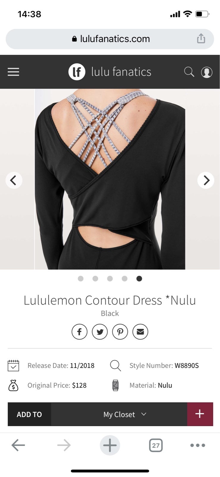 Lululemon Contour Dress *Nulu
